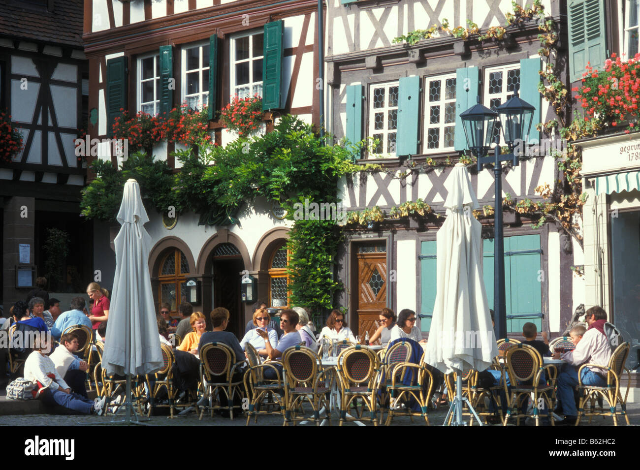 Cafes in Pedestrian Area Bretten near Karlsruhe Baden Wurttemberg Germany Stock Photo