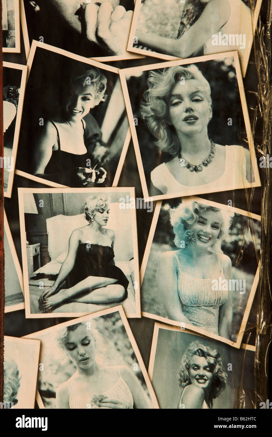 Window Display of Marilyn Monroe photos Hollywood Boulevard Hollywood Los Angeles California United States of America Stock Photo