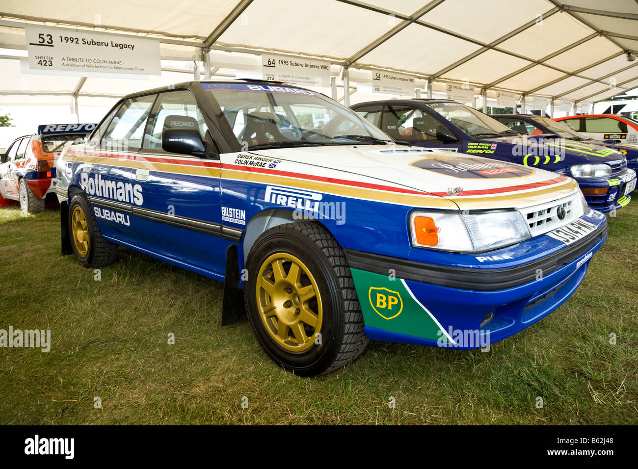 1992 Subaru Legacy Rally, Colin McRae's championship car in the paddock at Goodwood Festival of Speed, Sussex, UK. Stock Photo