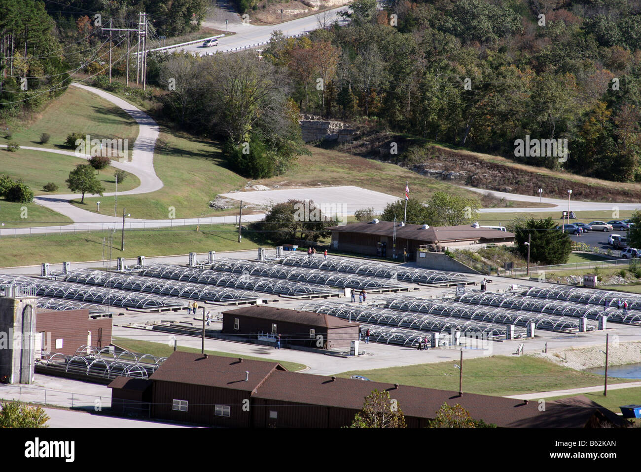 Aerial view of the Shepherd of the Hills Fish Hatchery that raises