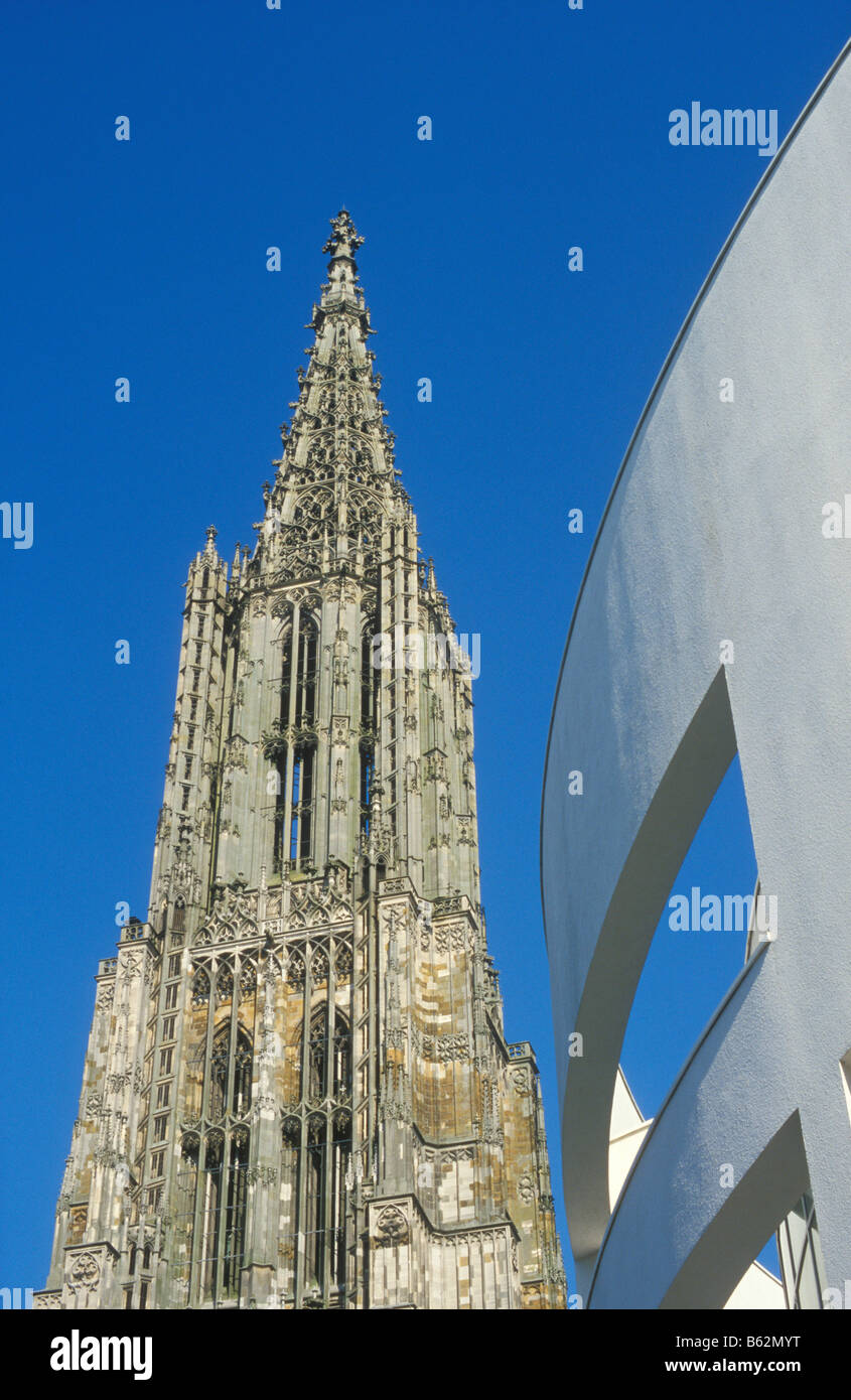 Munster and Stadthaus of Ulm on Muensterplatz Place in Ulm Baden Wurttemberg Germany Stock Photo