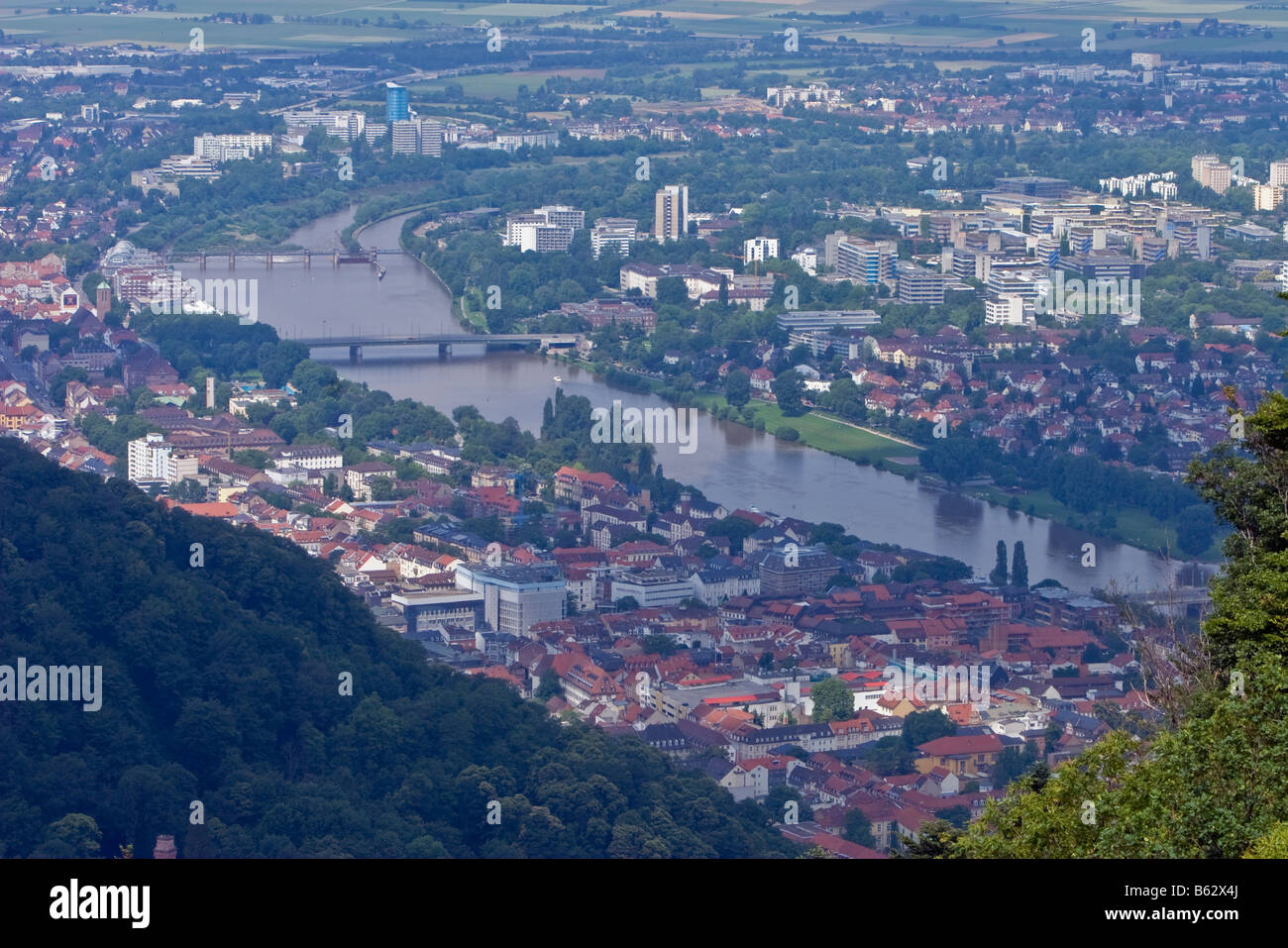 A view of Heidelberg and the Neckar River from the Königstuhl or King's  chair or throne Stock Photo - Alamy