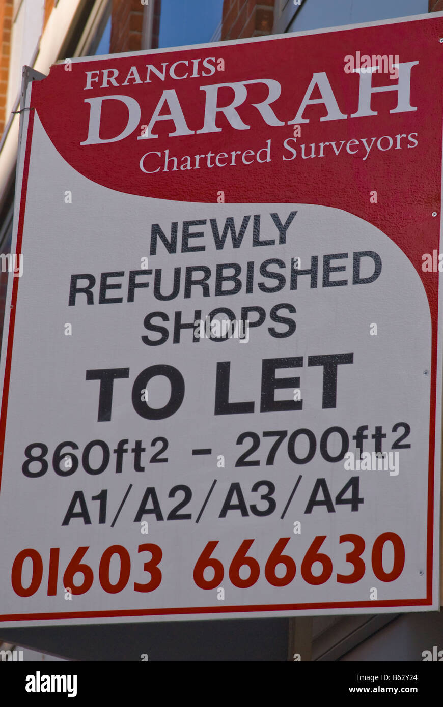Shops to let sign in the Uk Stock Photo