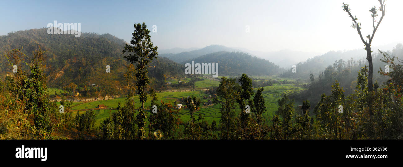 Valley in western Nepal in late afternoon Stock Photo