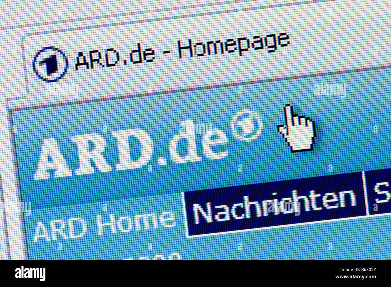 Macro screenshot of German TV station ARD 1 website Editorial use only Stock Photo