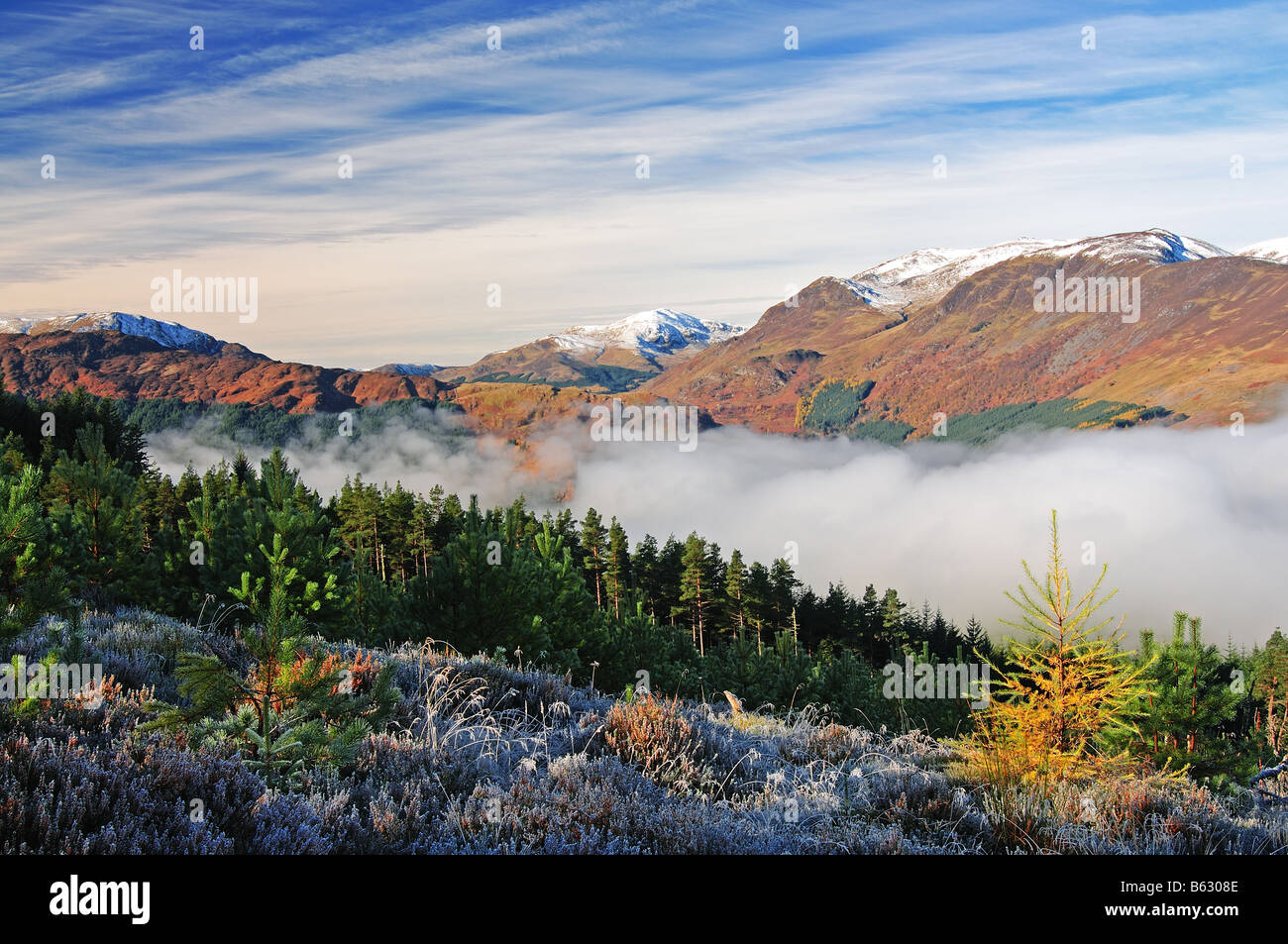 Elevated view of Glen Lyon Perthshire Scotland UK Stock Photo