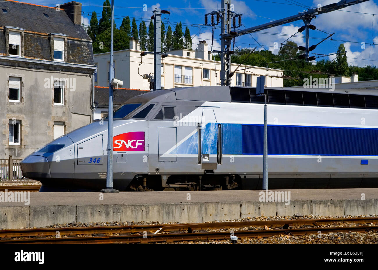 TGV high speed train at Quimper railway station Brittany France Stock