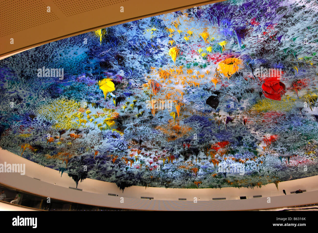 Ceiling sculpture by Miquel Barceló in the Human Rights and Alliance of Civilization room, Palais des Nations Geneva Switzerland Stock Photo