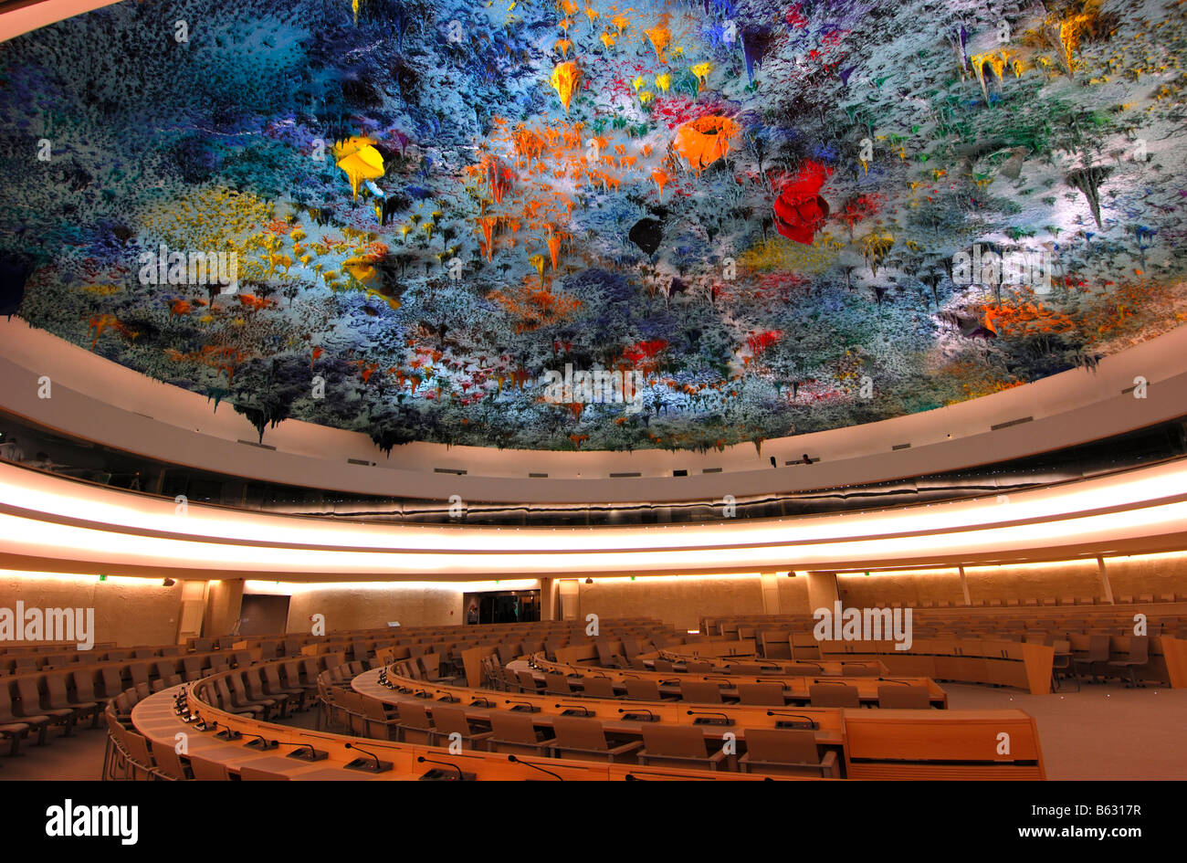 Ceiling sculpture by Miquel Barceló in the Human Rights and Alliance of Civilization room, Palais des Nations Geneva Switzerland Stock Photo