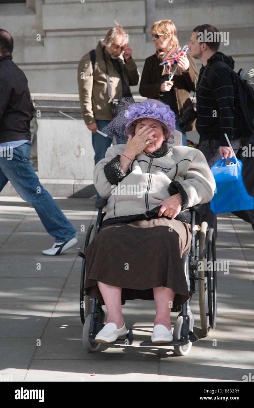 A woman in a wheelchair at the 2008 Olympics Team GB celebration: Trafalgar Square, London, UK Stock Photo