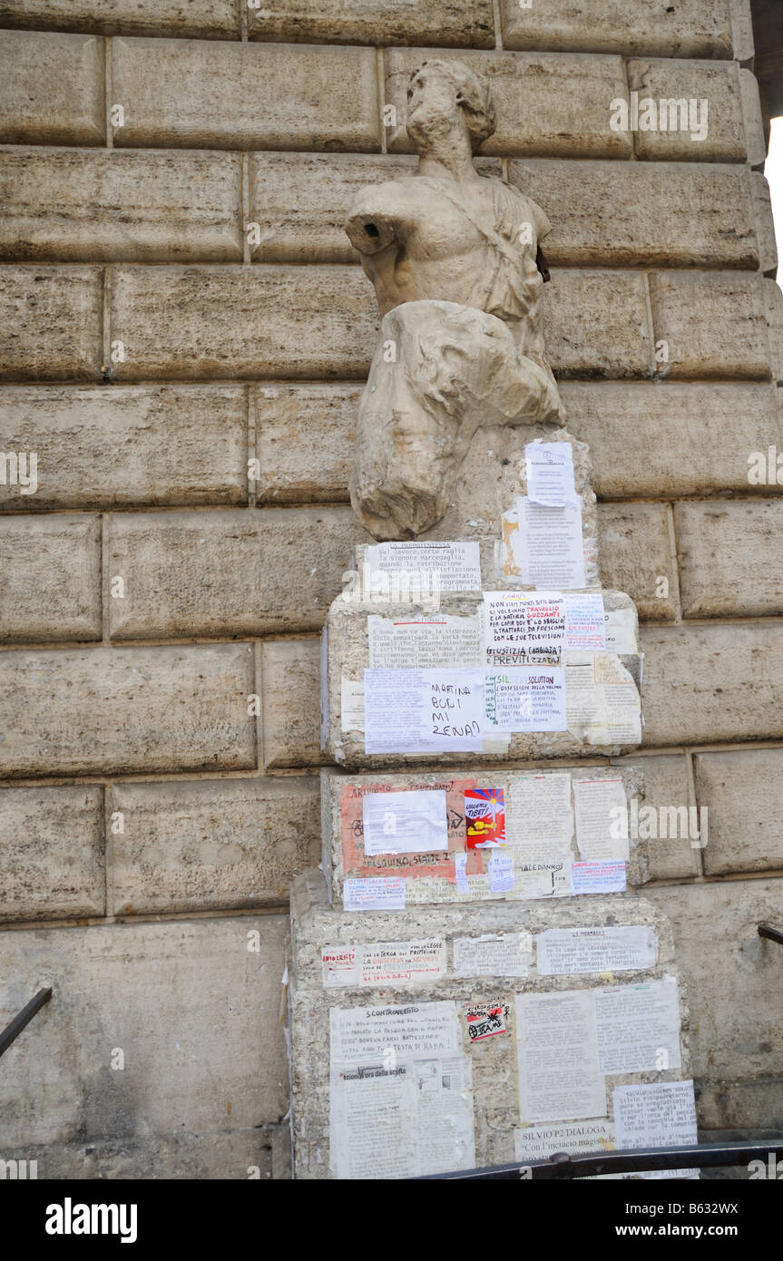 One of the Speaking Statues of Rome Italy where political posters are displayed Stock Photo