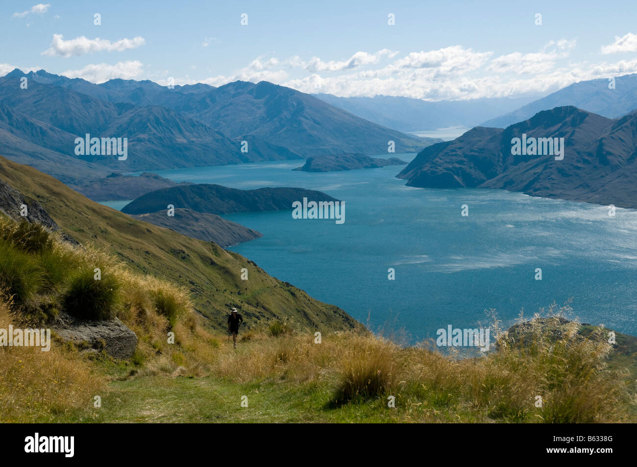 Lake Wanaka from Roys Peak, South Island, New Zealand Stock Photo