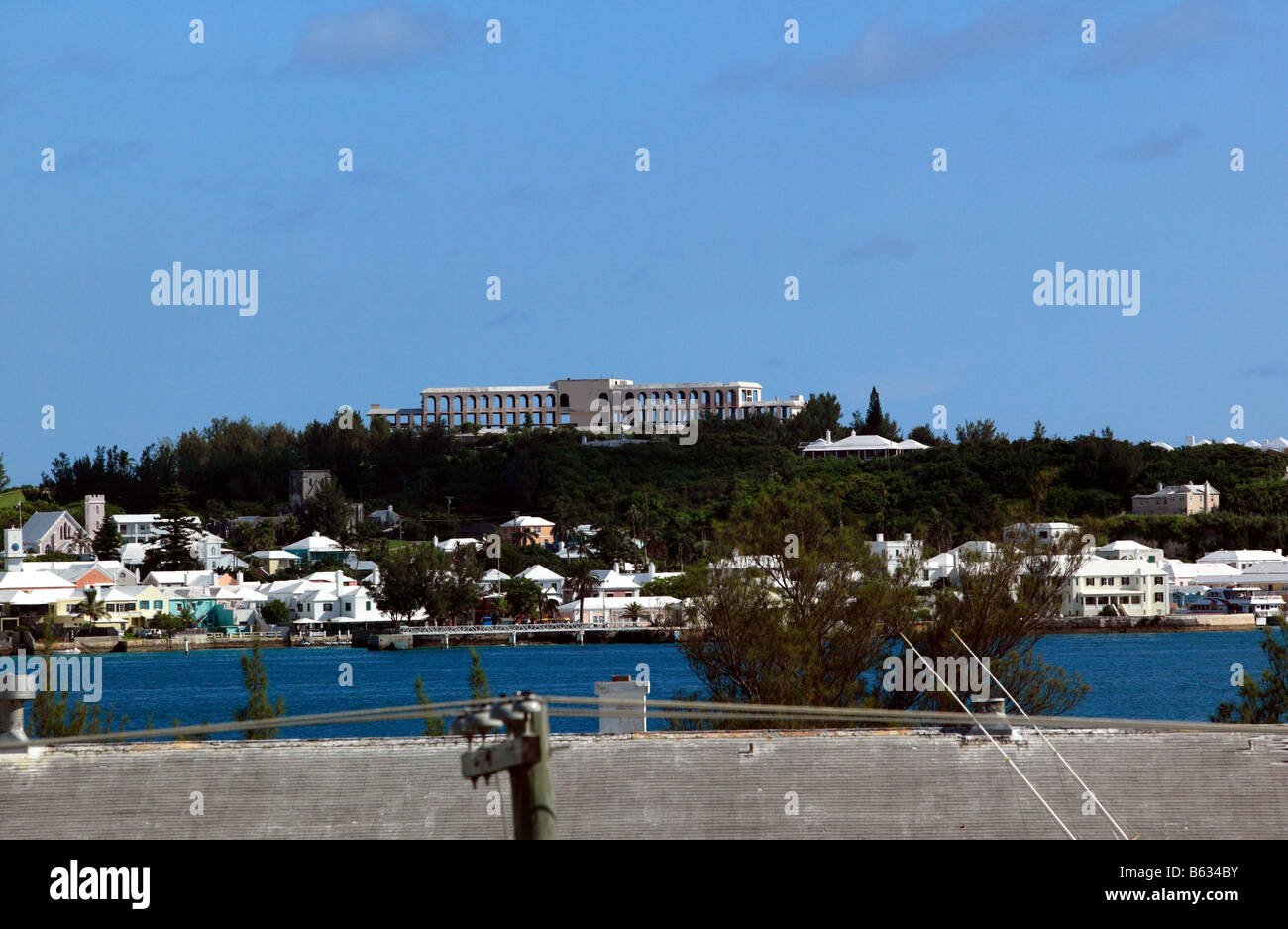 Telephoto shot of the Landmark St George's Hotel Club Med taken a few minutes  before it was demolished by implosion. Stock Photo