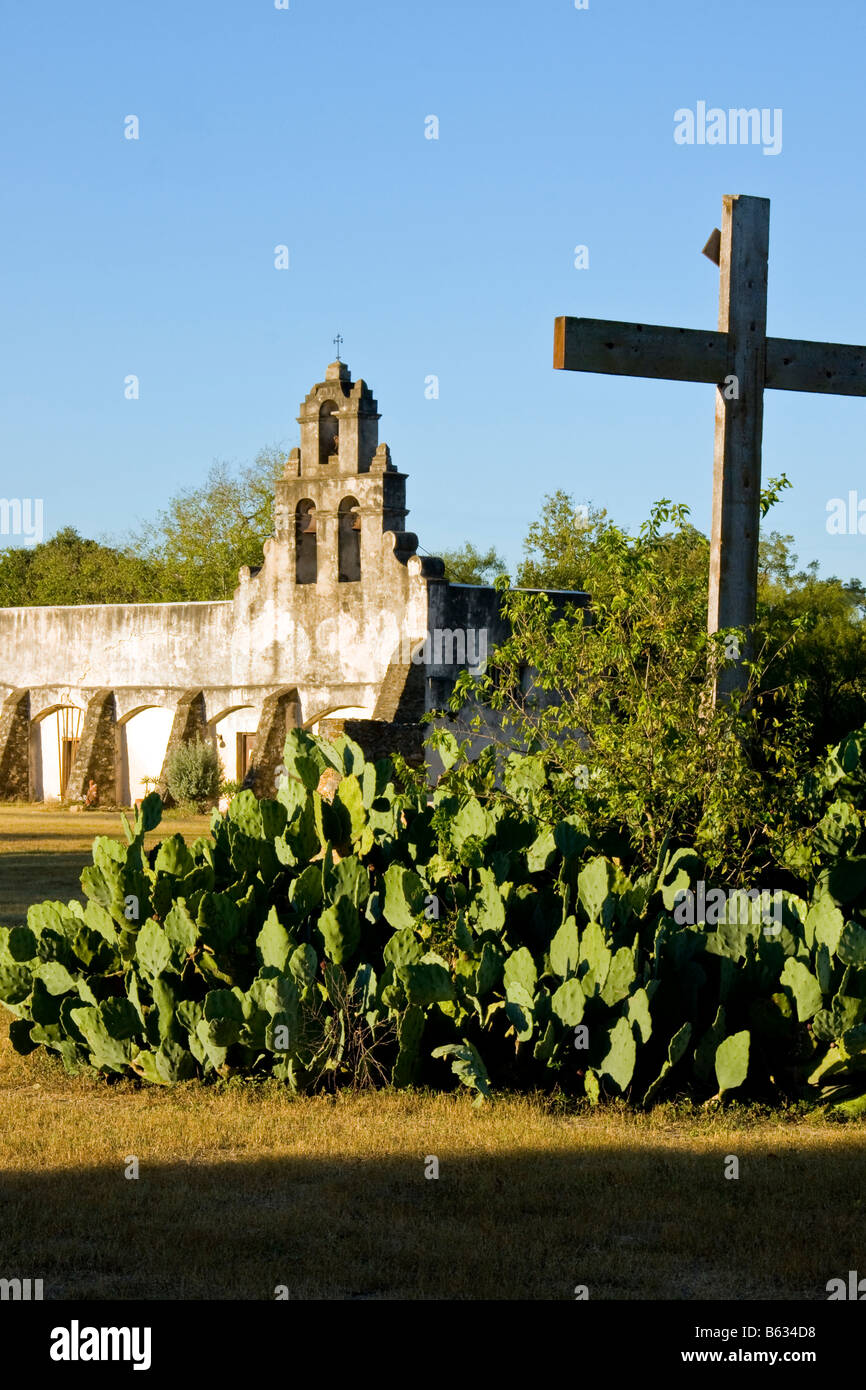 San Antonio Missions, San Juan (AKA Mission San Juan Capistrano), State Historic Site, in morning light Stock Photo
