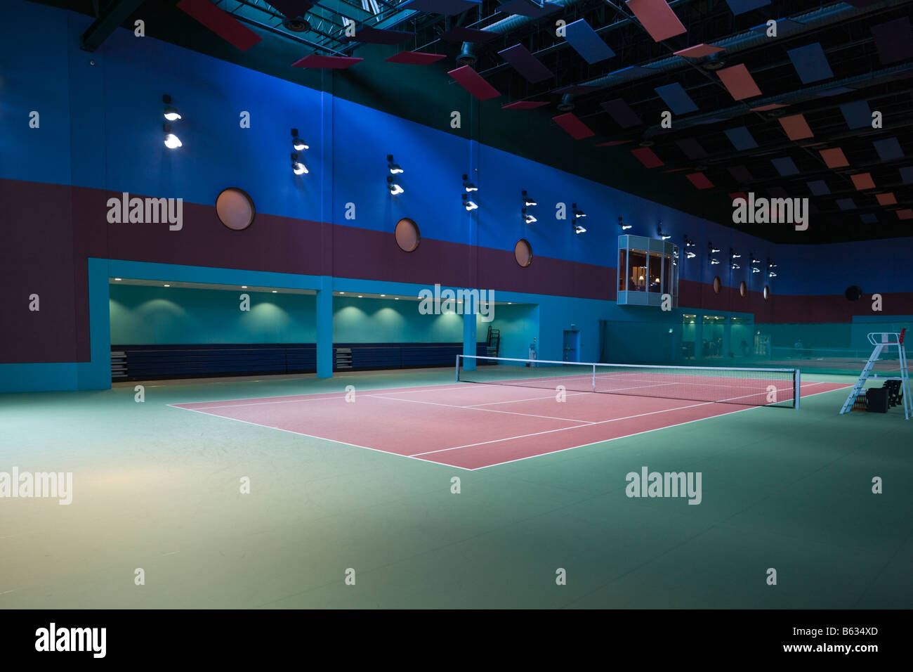 indoor tennis courts, Ritz Carlton Hotel, Doha, Qatar Stock Photo