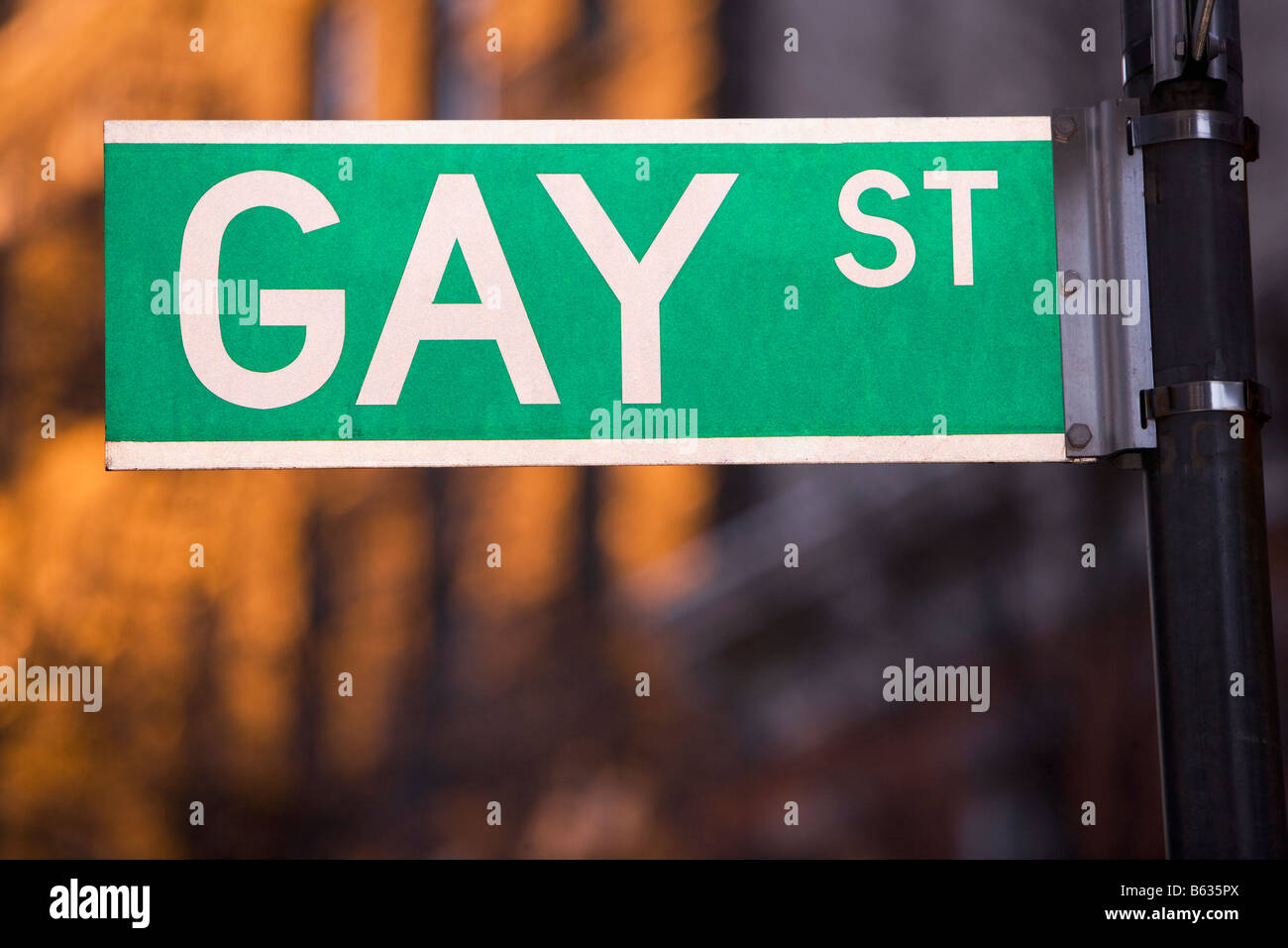 Close-up of a street name sign, Gay Street, Greenwich Village, Manhattan, New York City, New York State, USA Stock Photo