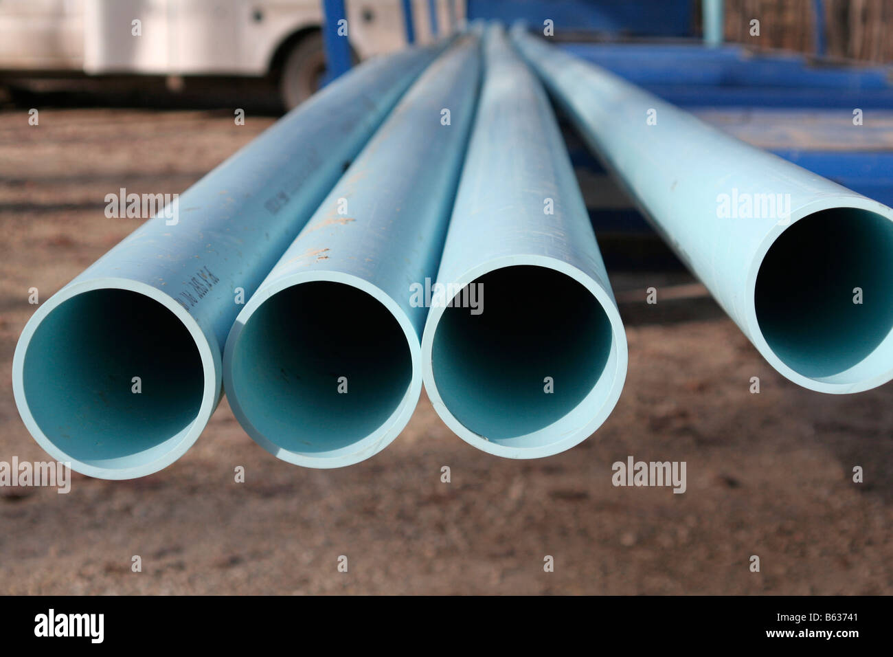 Plastic water pipe ready for burial Stock Photo Alamy