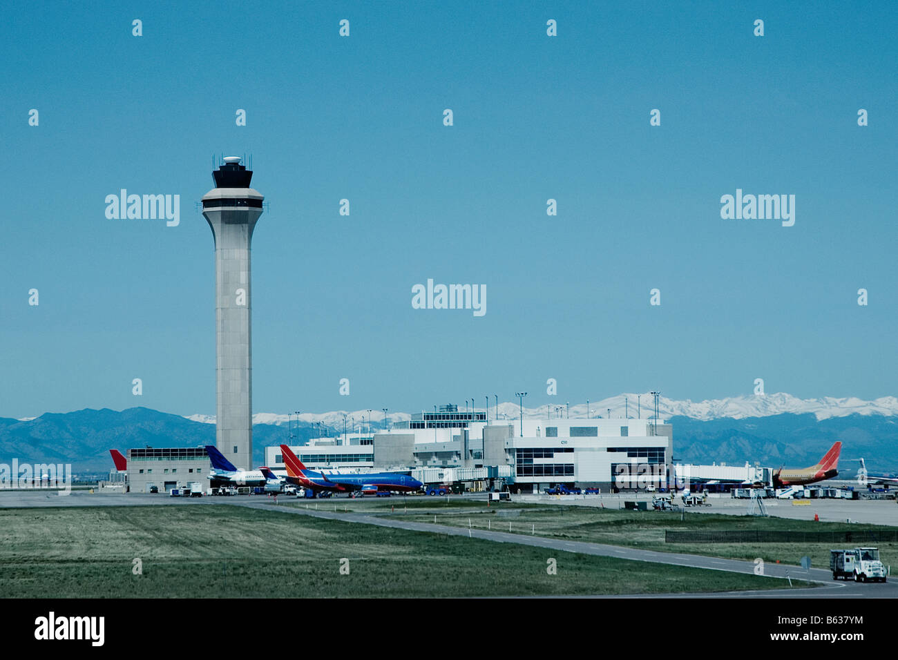 Airplanes at the airport, Denver International Airport, Denver, Colorado, USA Stock Photo