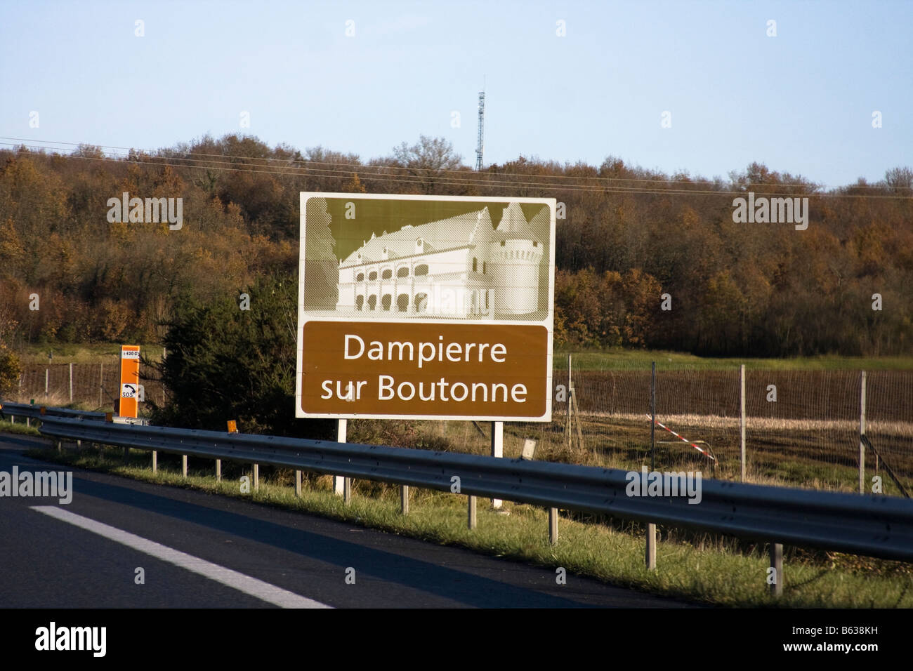 French Autoroute tourist signs - Dampierre sur Boutonne Stock Photo