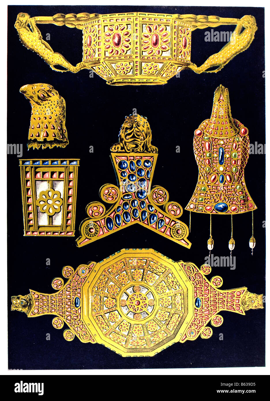 The Late Greek Ornament / Treasure of Petrosa. (Linas, Les origines de I'orfevrerie cloisonnee.) Stock Photo