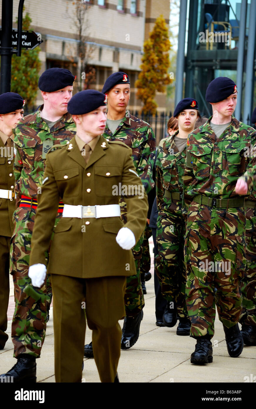 Army Cadettes on parade on rememberance day Stock Photo