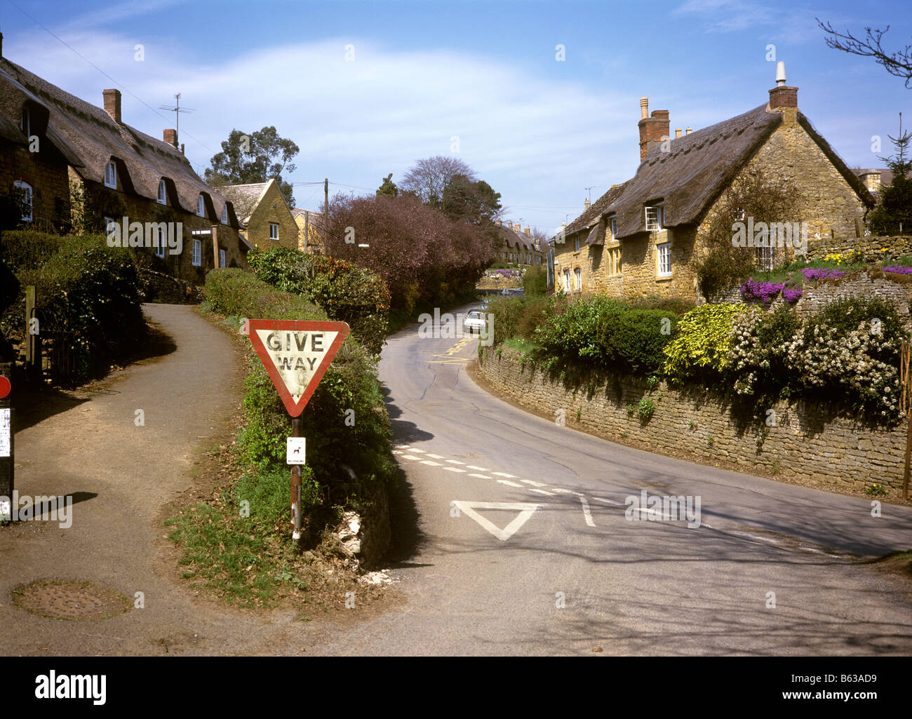 UK England cotswolds Gloucestershire Ebrington village road junction