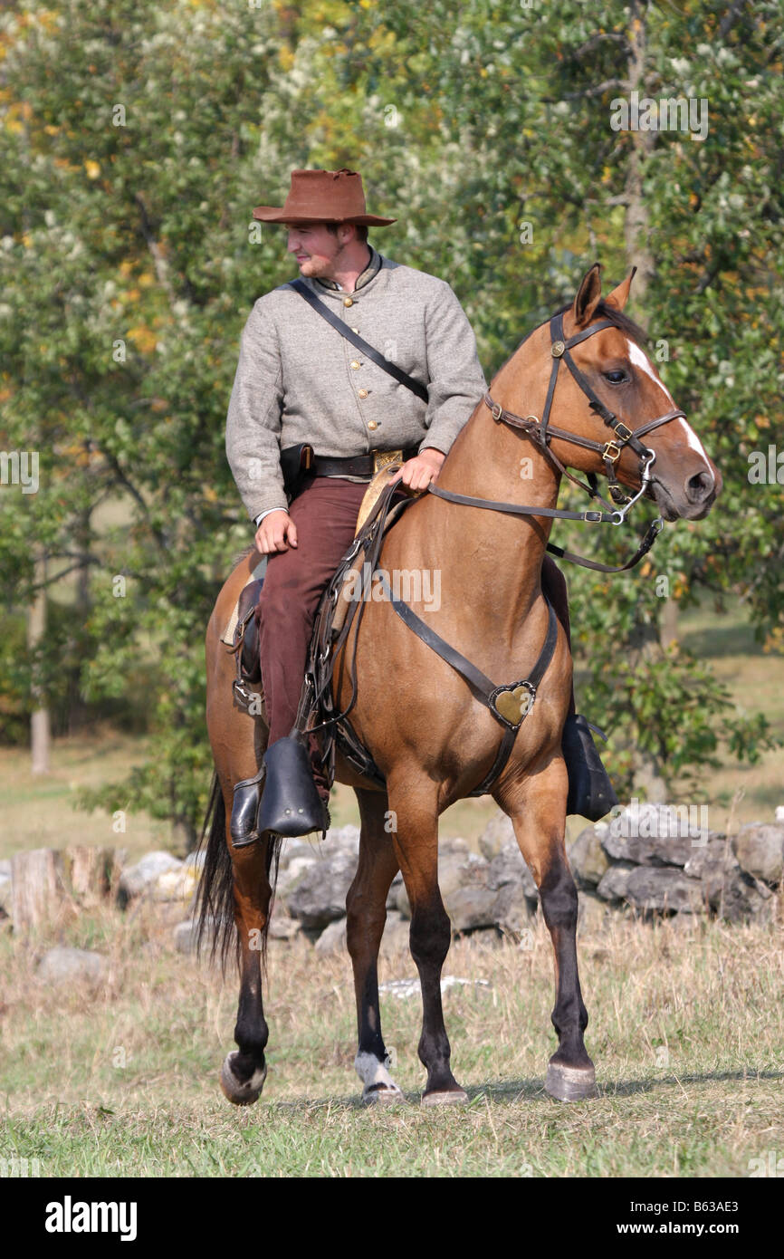 Calvary rider in the Civil War reenactment at the Wade House Greenbush