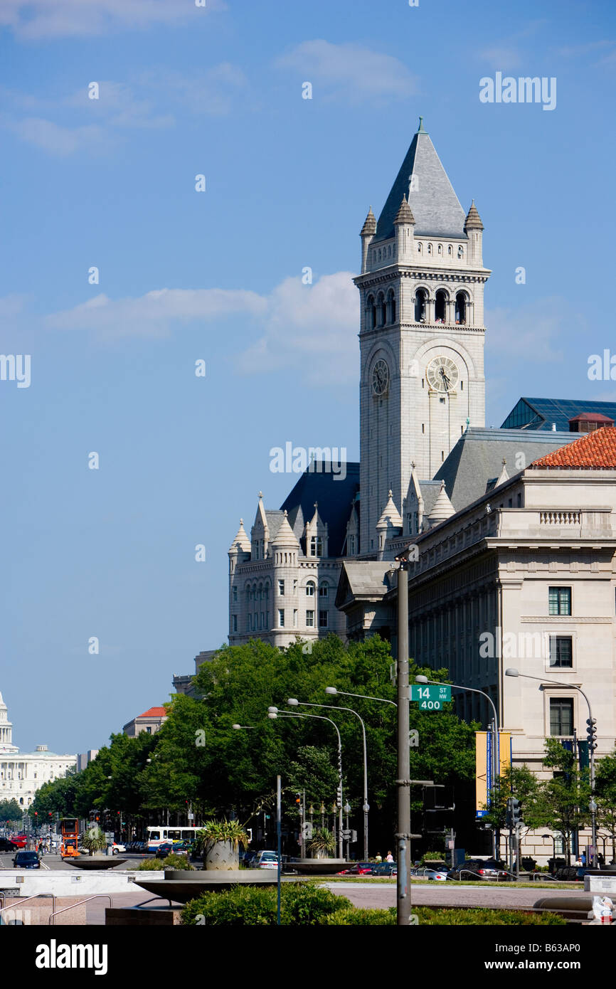Clock tower in a city, Old Post Office building, Pennsylvania Avenue, Washington DC, USA Stock Photo