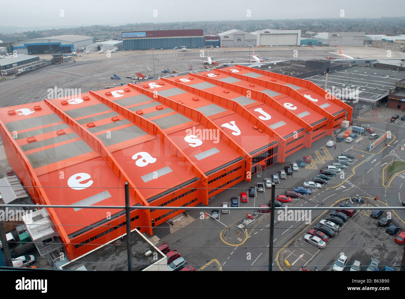 View of easyjet HQ at Luton Airport Stock Photo