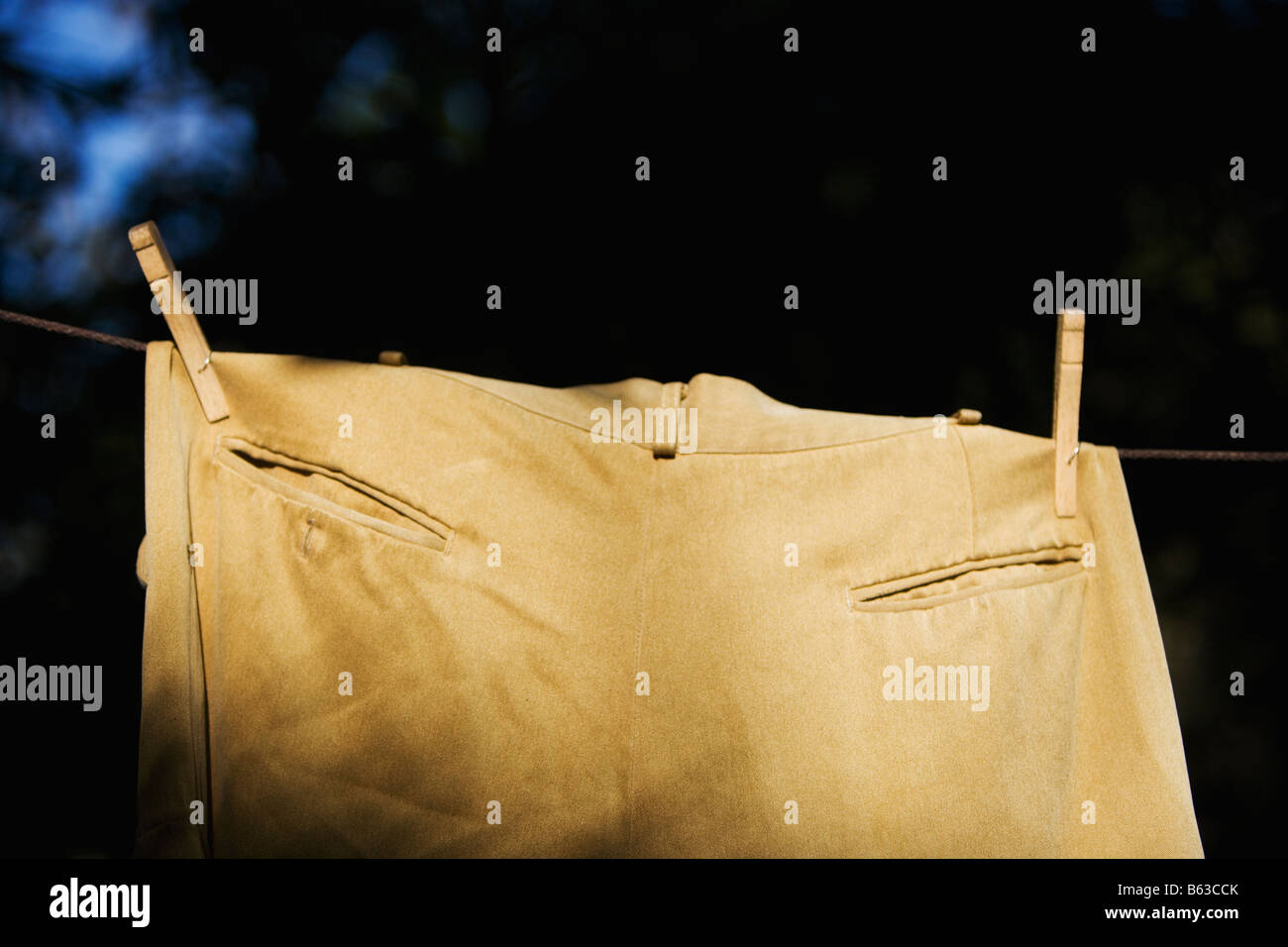 Pants hanging on a clothesline Stock Photo Alamy