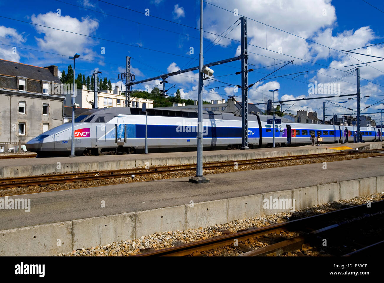TGV high speed train at Quimper railway station Brittany France Stock