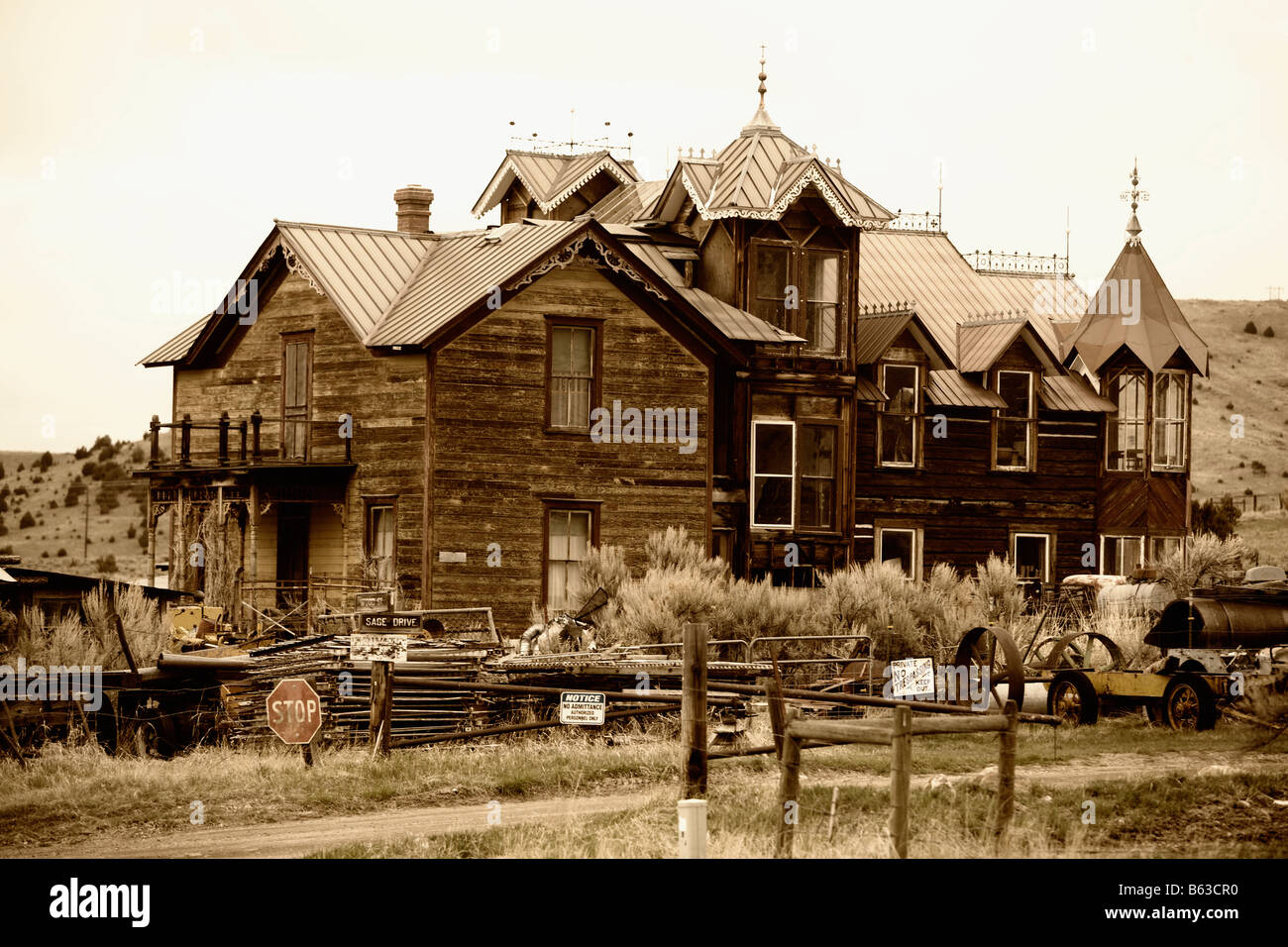 Facade of an abandoned house, Ghost Town, Virginia City, Montana, USA