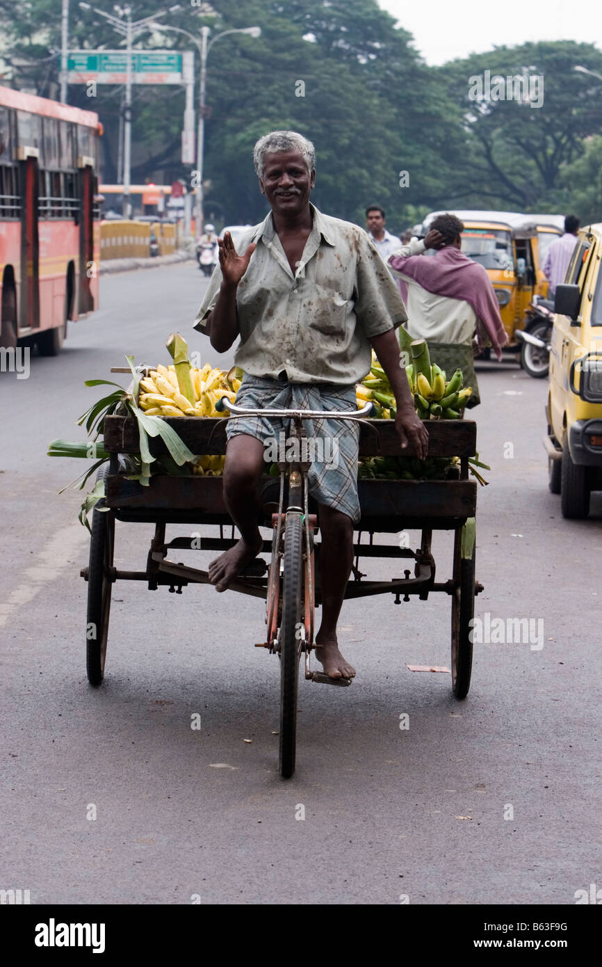 A vendor selling banana on his tricycle in Chennai, Tamil Nadu, India Stock Photo Alamy