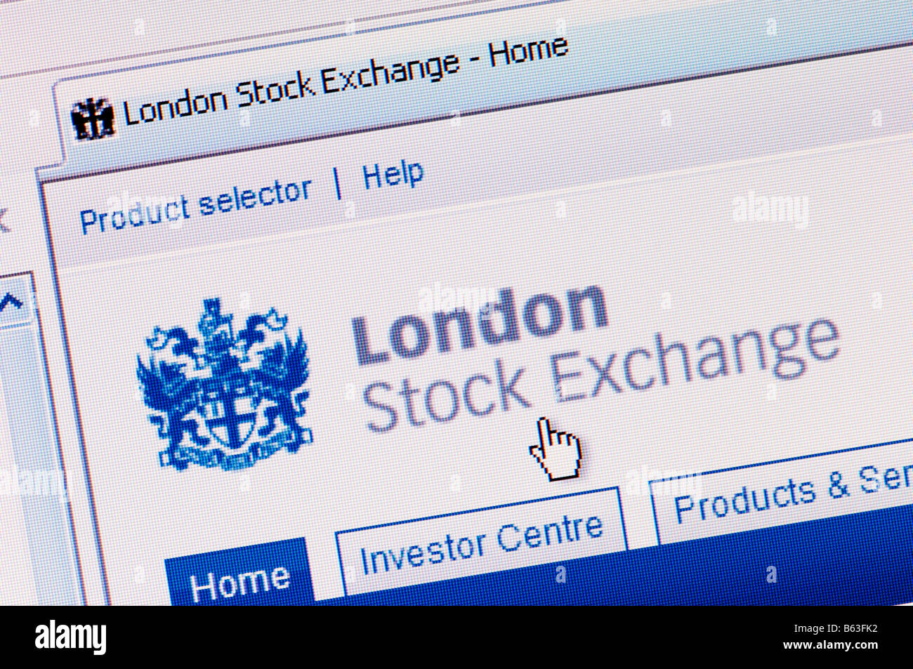 Macro screenshot of London Stock Exchange website Editorial use only Stock Photo