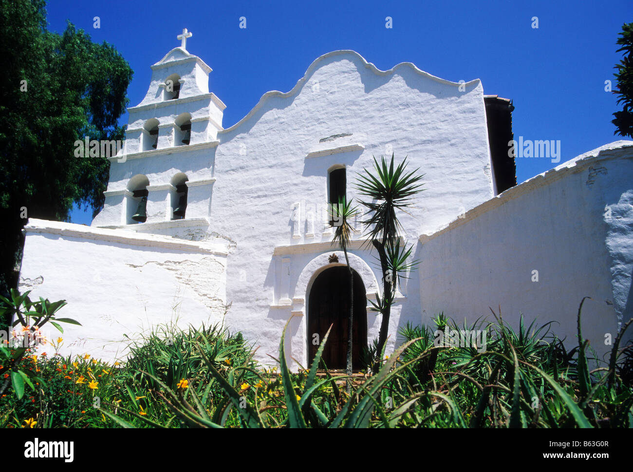 Mission Basilica San Diego de Acala, the first of the Serra California Missions. Stock Photo