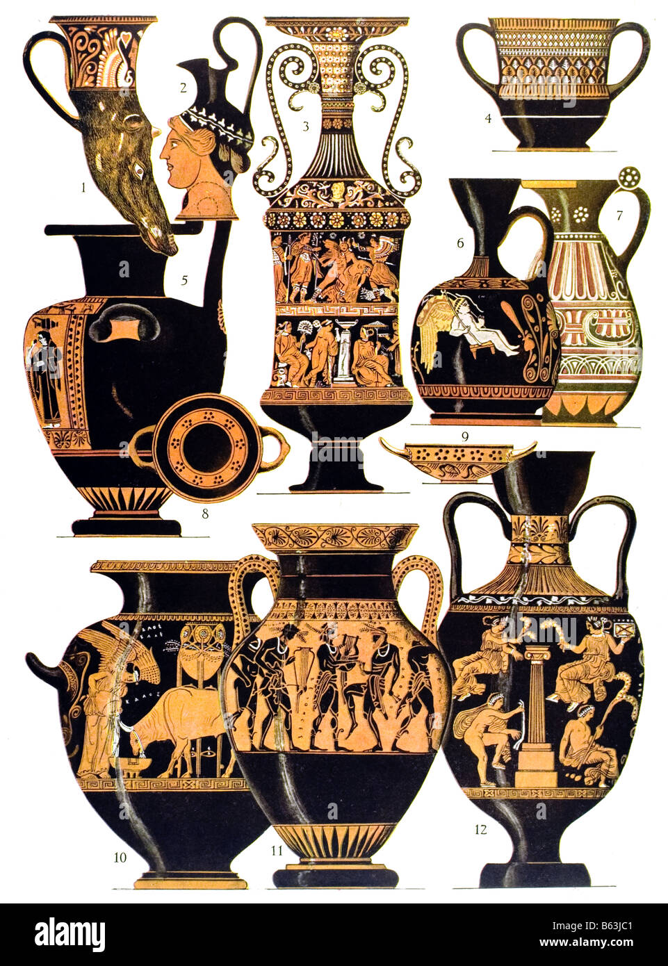 The Greek Ornament / Types of vases (Lau, Die griechischen Vasen.) Stock Photo