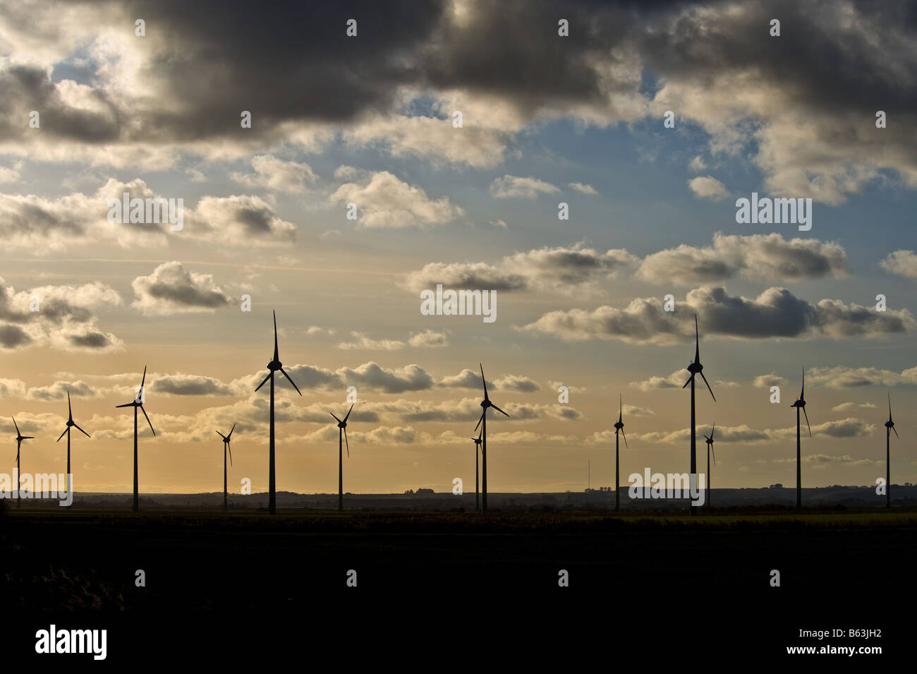 Windfarm at Conisholme, Lincolnshire Stock Photo