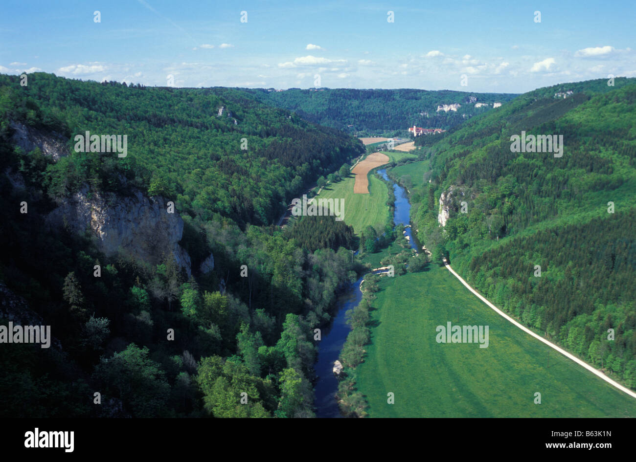View to Cloister Beuron, Danube Valley, Swabian Alb,Baden Wurttemberg, Germany Stock Photo