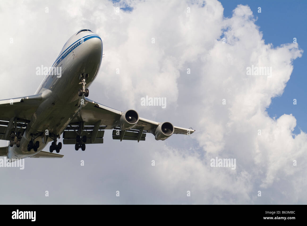 A Jetplane on a final approach to London Heathrow Airport Stock Photo
