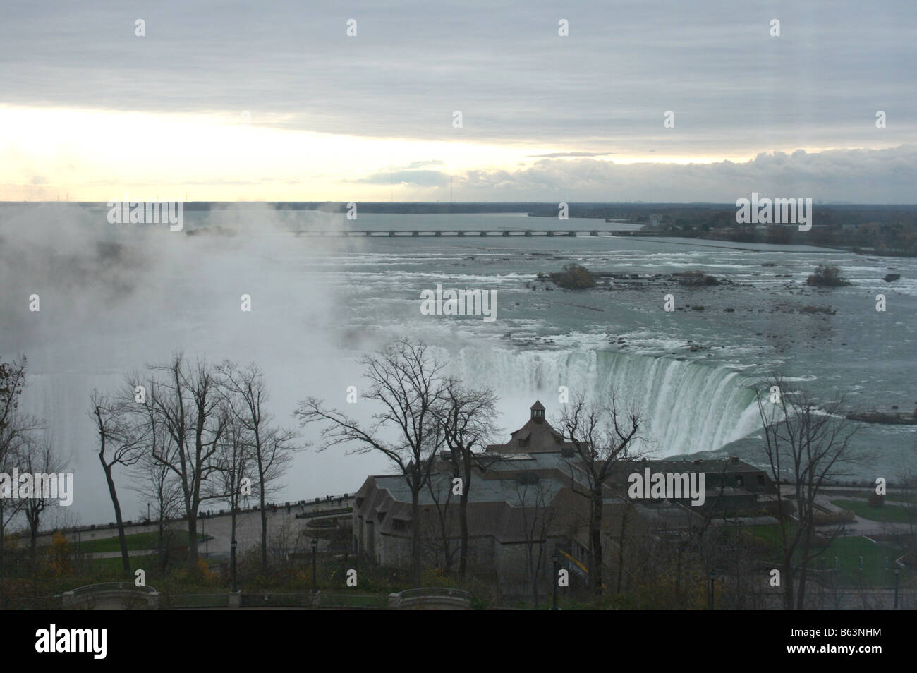 View of the Horseshoe falls from a room in the Oaks Hotel over looking