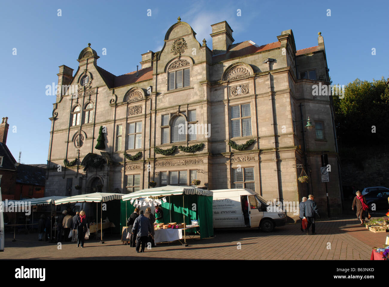 The market and Town Hall in Oswestry Shropshire Stock Photo Alamy