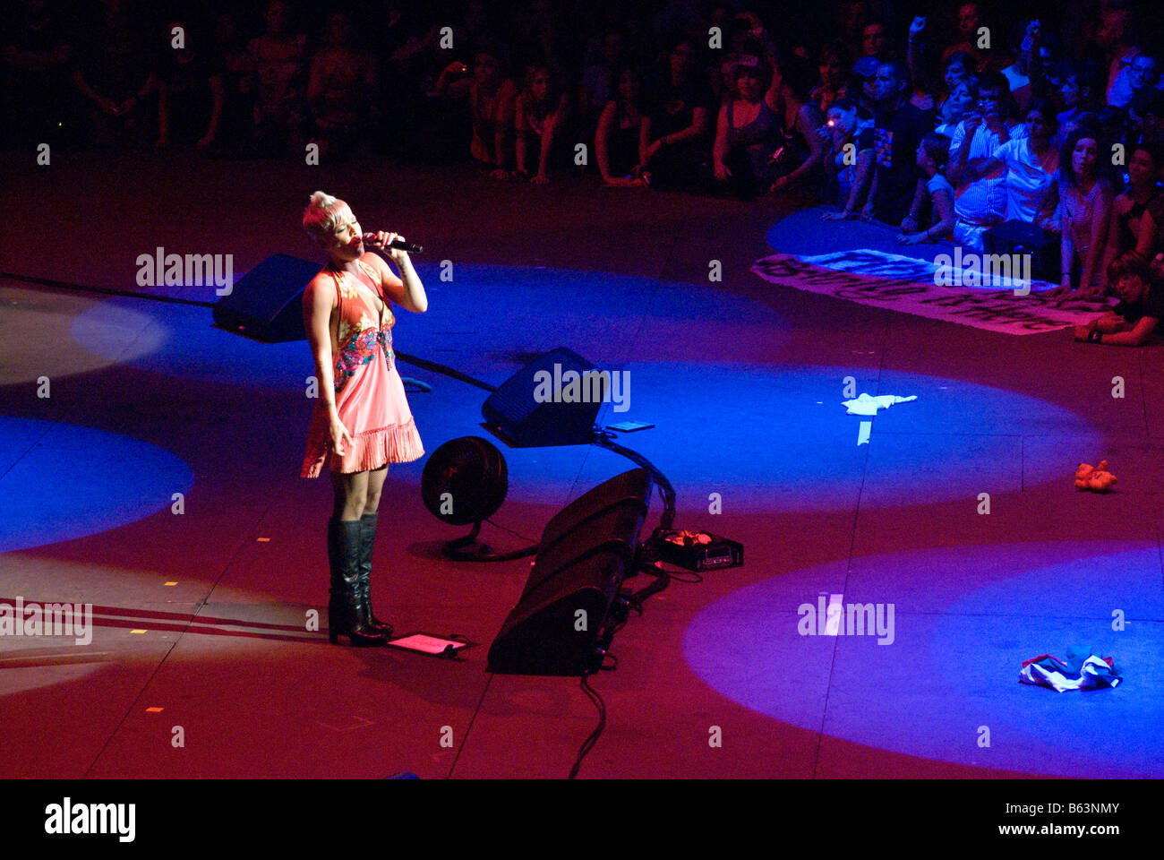 Pink, live concert at Roma Music Auditorium, Italy, 25/07/2007 Stock Photo