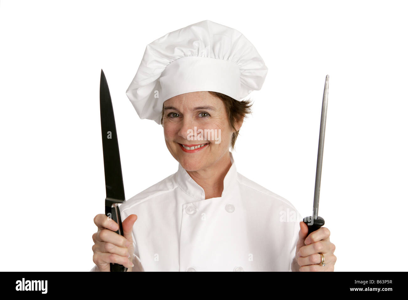 Woman holding large kitchen knife hi-res stock photography and images ...