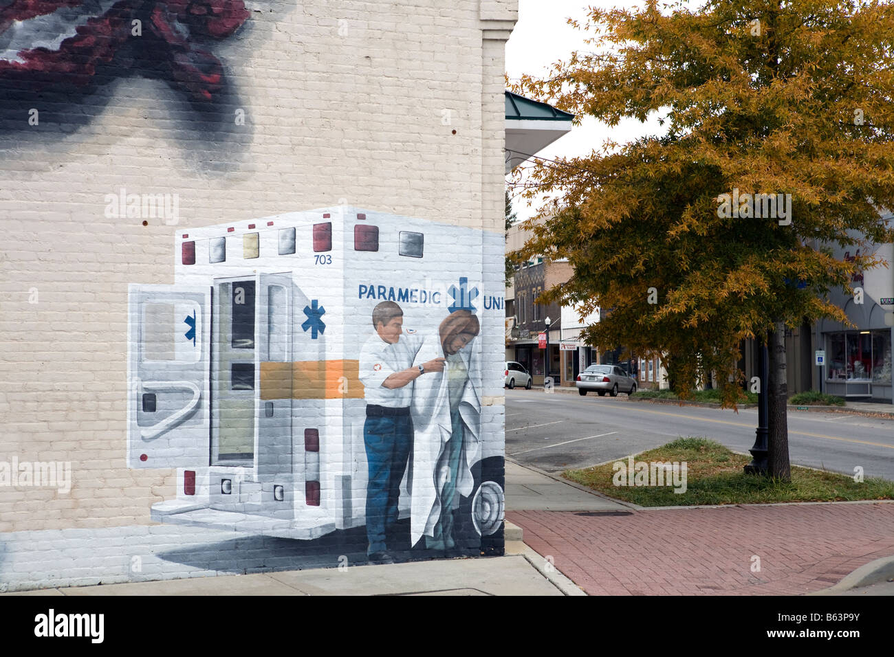 Mural painting depicting emergency services in Cookeville Tennessee