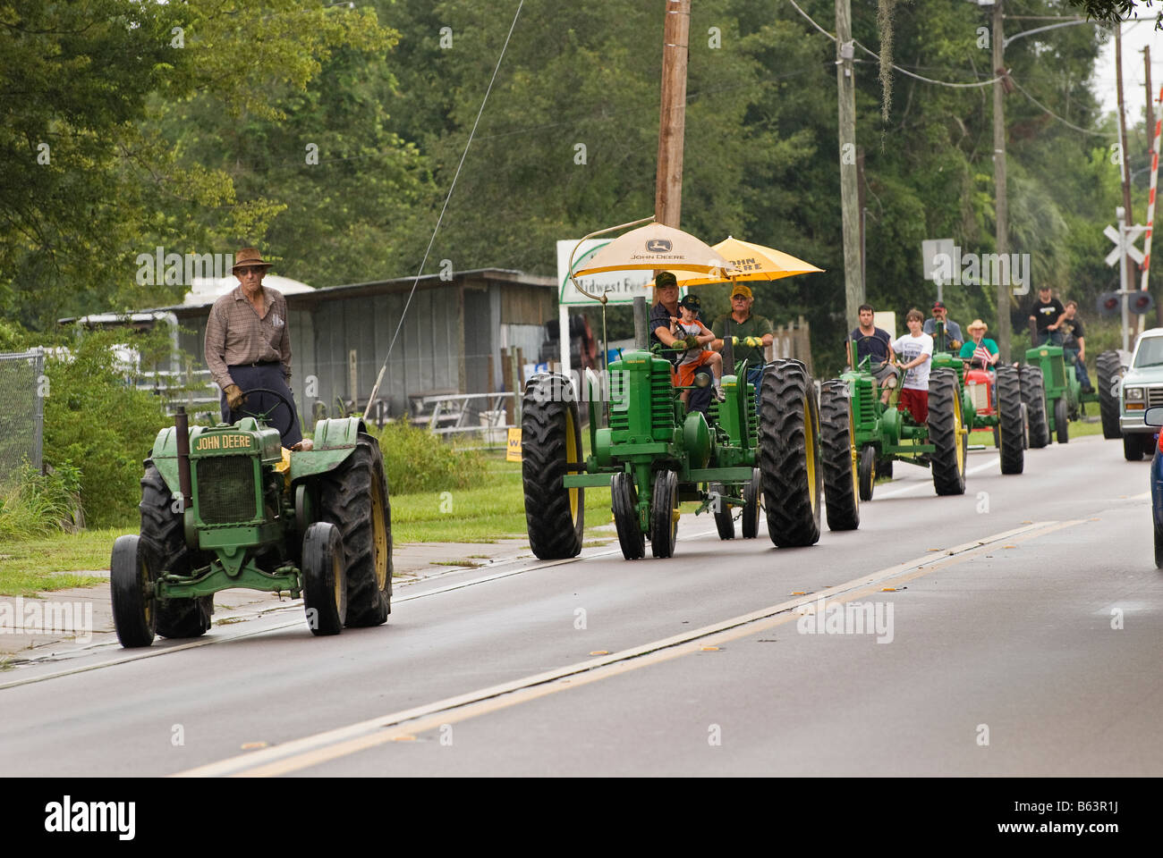 Antique tractor parade arrives in Archer Florida Stock Photo