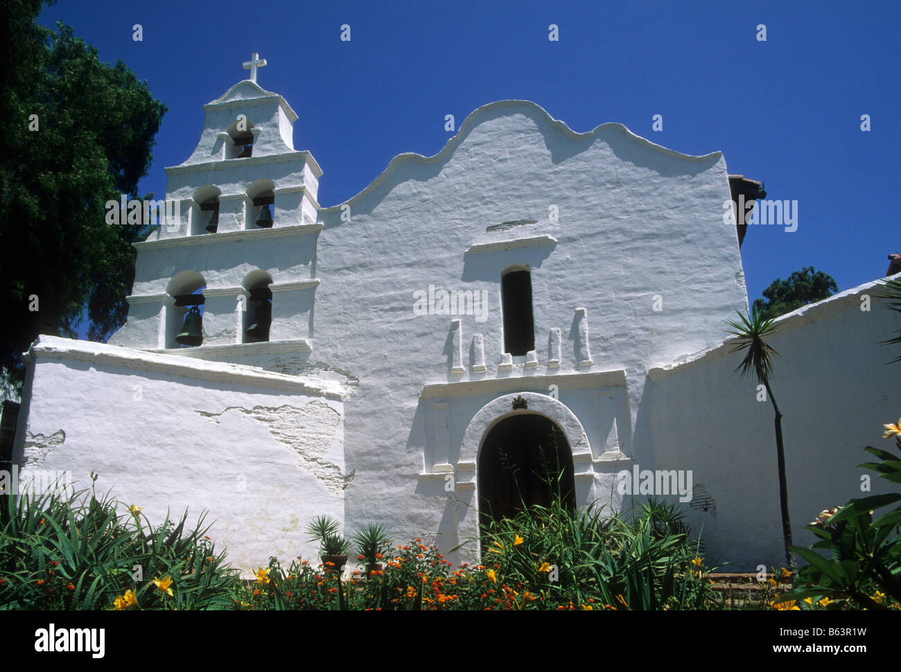 Mission Basilica San Diego de Acala, the first of the Serra California Missions. Stock Photo