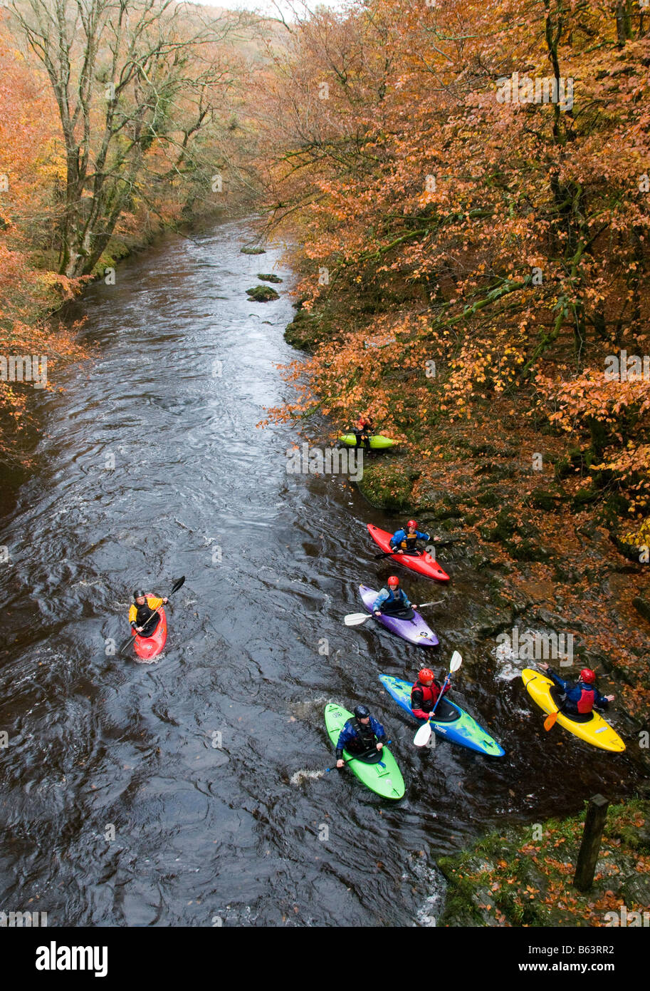 People canoeing on the river Dart in Devon Stock Photo Alamy