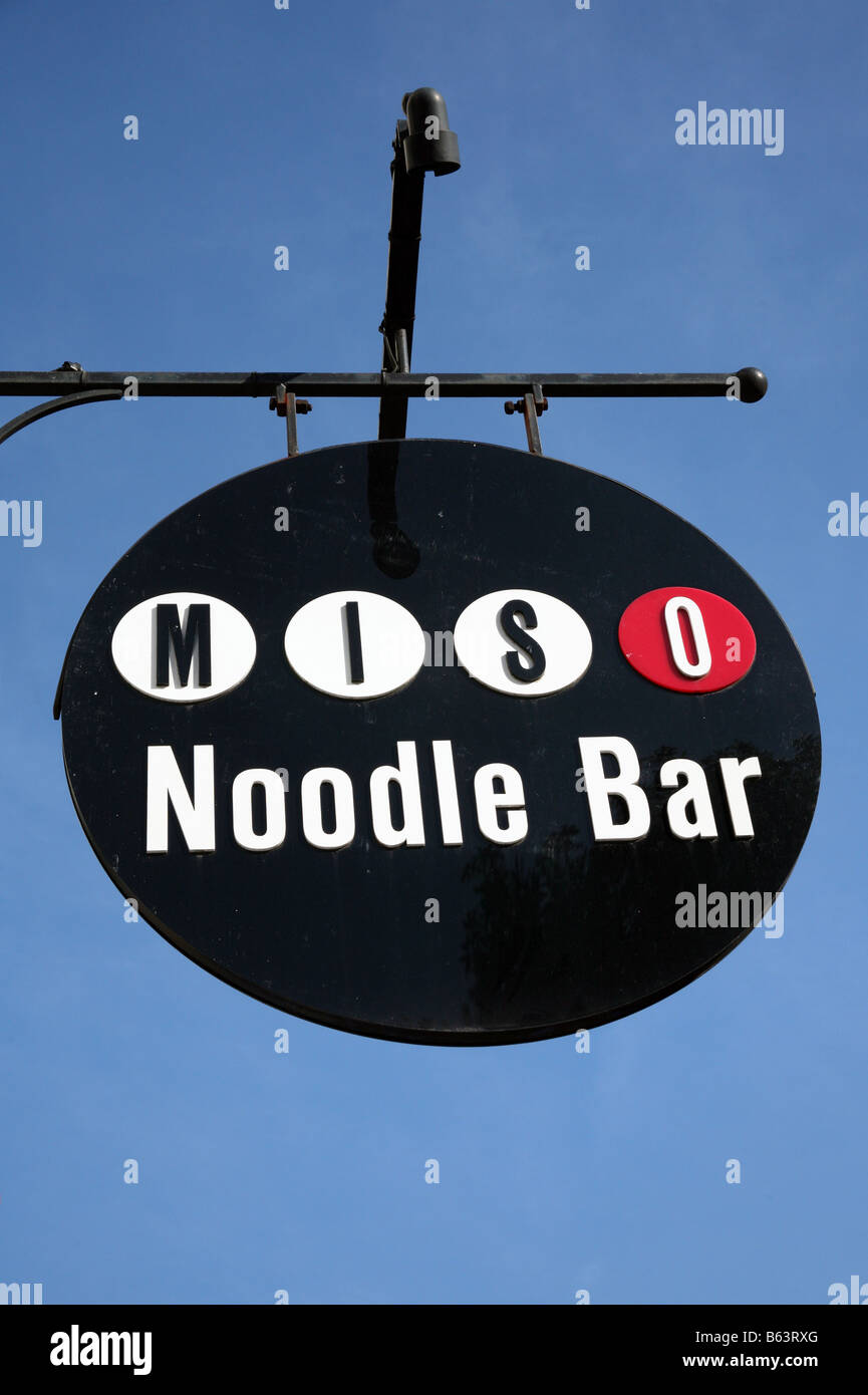 Sign on branch of Miso noodle bars, London Stock Photo