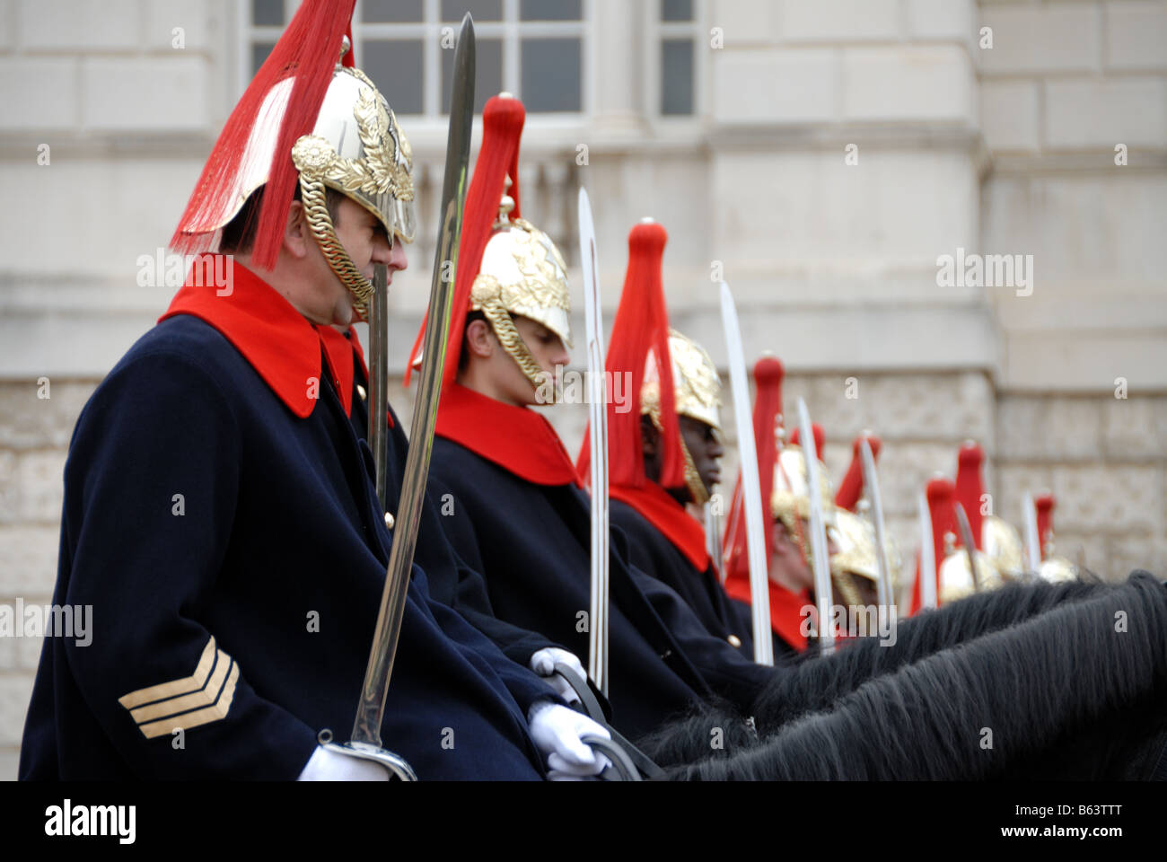 Blues And Royals at Horse Guards during the Changing of theQueen's Life Guard Stock Photo
