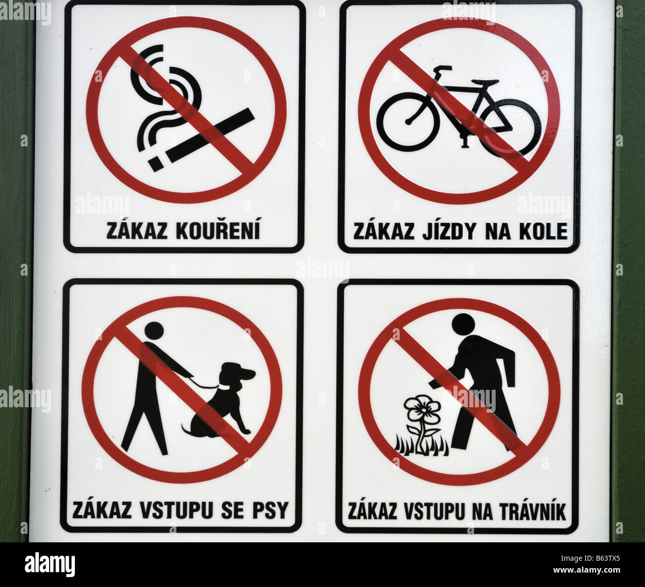 Signs in Czech text and symbols Stock Photo - Alamy